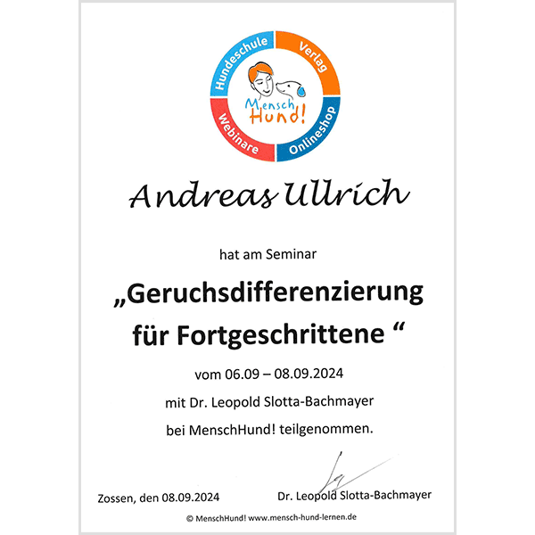 Willi Wonka - Zertifikat Geruchsdifferenzierung Fortgeschritten 2